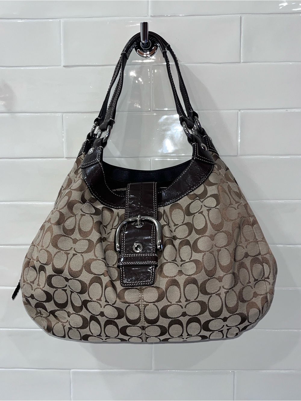 Vintage Coach Soho Lynn Signature Hobo Shoulder Bag Y2K